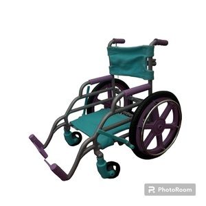 18” Doll Foldable Wheelchair Accessory, Blue And Purple for American Girl Dolls